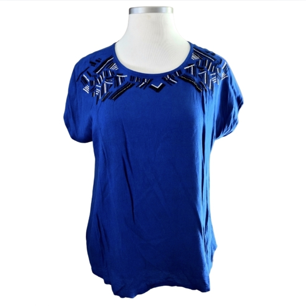 Apt. 9 Royal Blue Embellished Blouse